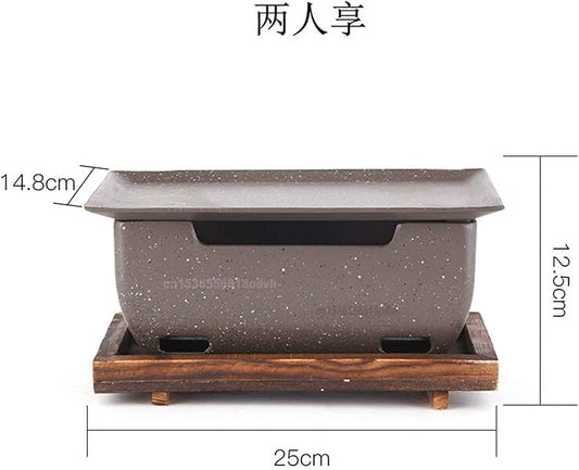 Portable Charcoal Grill for Camping BBQ, Outdoor Barbecue Grill Square Oven Non Stick Japanese Yakitori Grill Maifanshi Family BBQ Plate for 3-5 People,A-1