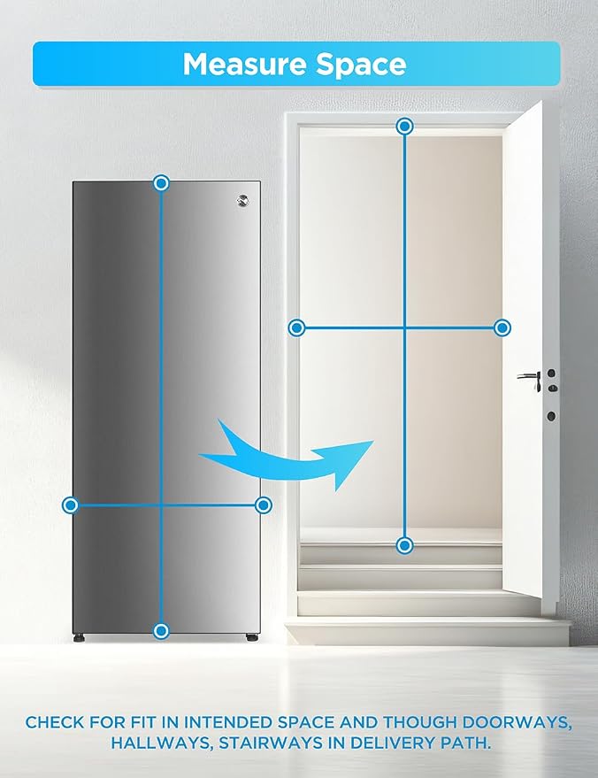 Commercial Cool 16.4 Cu. Ft. Convertible Freezer Refrigerator, Upright Fridge with Glass Shelves, Reversible Door, ENERGY STAR rated, Auto Defrost, CCUC1640GS, Stainless Look | Upright Fridge with Glass Shelves, Reversible Door, ENERGY STAR rated, Auto...