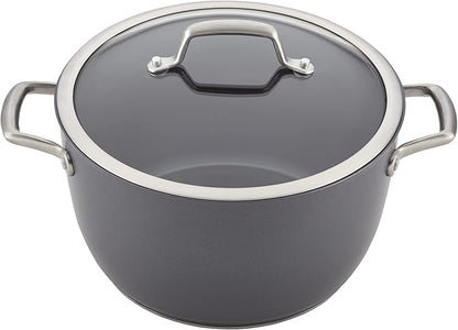 Anolon Accolade Forged Hard Anodized Nonstick Pots & Pans - Induction Cookware Set - 12 Piece - Moonstone Gray
