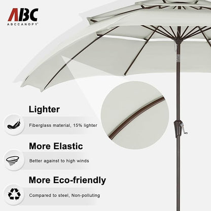 ABCCANOPY 11Ft 3 Tiers Market Umbrella, Outdoor Table Umbrella for for Patio, Deck, Backyard (Light Beige)