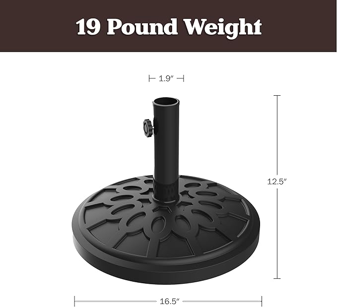 Pure Garden Outdoor Umbrella Base, 19lb, Black
