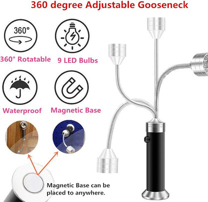 360 Degree Flexible Gooseneck LED BBQ Grill Light, Super Bright, Weather Resistant, Magnetic Base, Black