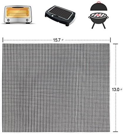 Grill Mesh Mat- Non-Stick Cooking Mats for Grilled Vegetables/Fish/Fajitas/Shrimp, Grilling Sheet Liner, Reusable Grill Accessories - Use on Gas, Charcoal, Electric Barbecue (set of 3, black)