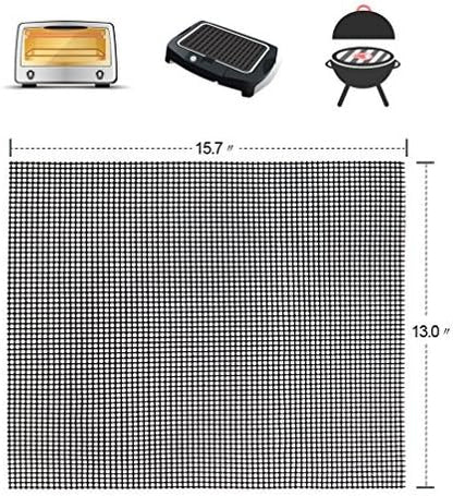Grill Mesh Mat- Non-Stick Cooking Mats for Grilled Vegetables/Fish/Fajitas/Shrimp, Grilling Sheet Liner, Reusable Grill Accessories - Use on Gas, Charcoal, Electric Barbecue (set of 3, black)
