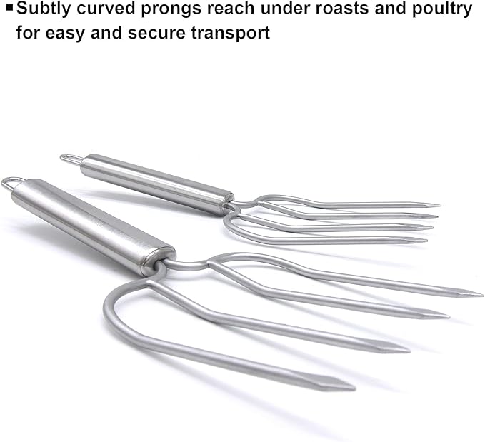 KAYCROWN Stainless Steel Turkey & Roast Lifters, Set of 2 - Turkey and Poultry Lifters Roaster Poultry Forks Great for Thanksgiving, Transfer Turkey or Ham Easily