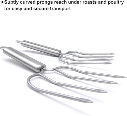 KAYCROWN Stainless Steel Turkey & Roast Lifters, Set of 2 - Turkey and Poultry Lifters Roaster Poultry Forks Great for Thanksgiving, Transfer Turkey or Ham Easily