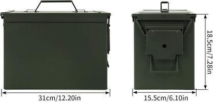 GUGULUZA Metal Ammo Can 30 50 Cal, Waterproof Airtight Ammo Containers Case | Heavy-Duty Ammunition Storage Case Military Container, Lockable Box w/Flip Top for Long-Term Storage Bullet, 30Cal and 50 Cal