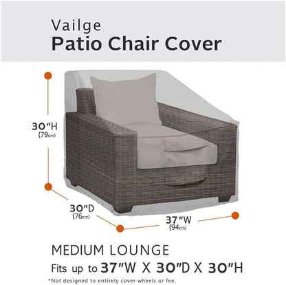 Vailge Patio Chair Covers, Lounge Deep Seat Cover, Heavy Duty and Waterproof Outdoor Lawn Patio Furniture Covers (Small, Grey)