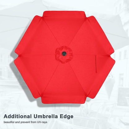 MASTERCANOPY 7.5ft Patio Umbrella with Valance, Crank & Tilt, Red | 6 ribs, UV/fade-resist, waterproof, vent, for garden/deck/yard/pool