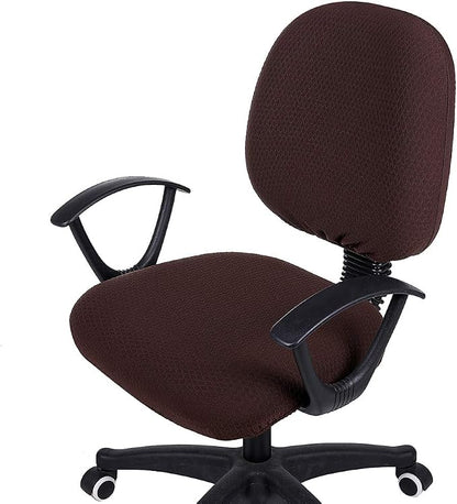 Smiry Office Computer Chair Covers for Desk Rotating Chair Protector | Stretch Jacquard Removable Washable Universal Slipcovers, Seat + Backrest Cover, Chocolate
