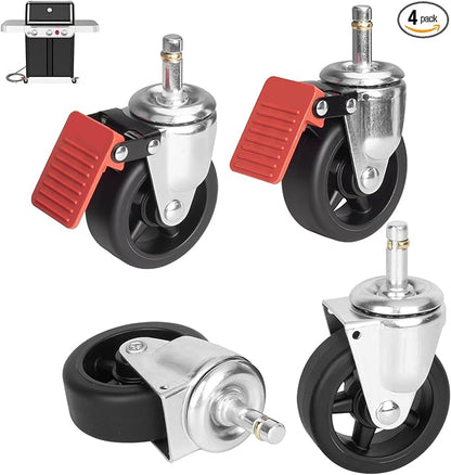 BQMAX Grill Wheels for Weber Genesis 300/400 Series Grills (2022+), Locking Caster Wheel Set for Weber Genesis Grill Parts E-315 E-325 S-315 for Weber Grill Wheels Replacement