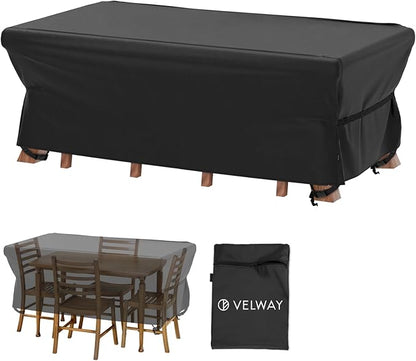 Velway Patio Table Chairs Set - Square Waterproof 76"L x 54"W x 28"H Outdoor Bistro Dining Set - Fire Pit Table Cover - Furniture Cover - Small Rectangle Ultra Windproof UV-Resistant