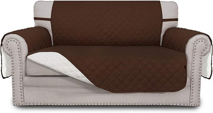 Easy-Going Reversible Loveseat Couch Cover for 2 Cushion Couch Sofa Cover for Dogs Water Resistant Furniture Protector with Foam Sticks Elastic Straps for Pet (Loveseat, Coffee/Ivory) | Machine Washable Slipcover For Dogs, Water Resistant Furniture Mat...