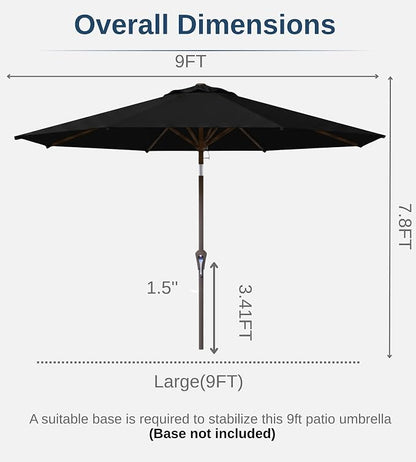 9FT Auto-Tilt Patio Umbrella|Outdoor Market Table Umbrella with 8 Fiberglass Ribs for Pool,Deck&Backyard