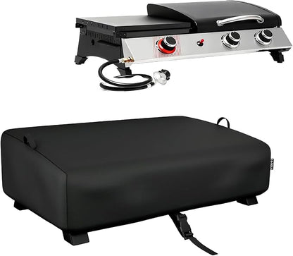 EVRBUL Table Top Grill Cover Compatible with Royal Gourmet PD1305H 3-in-1 Grill Griddle Combo, Waterproof Heavy Duty 600D Portable Griddle Cover 33"L×20.5"W×9.5"H, Windproof Tabletop BBQ Grill Cover