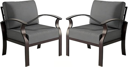 ALAULM Aluminum 2-Seat Patio Furniture Set, Metal Outdoor Furniture Sectional Sofas w/5.1" Cushions for Patio, Backyard, Poolside-Grey