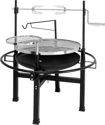 Black Barbecue Grill, Portable Outdoor Charcoal Grill, Grill Rotisseries, Rotatable BBQ Rotisserie,Charcoal Grill Rotisserie Roaster System,Outdoor Cooking Barbecue Camping BBQ Grill 85 X 85 X 108CM