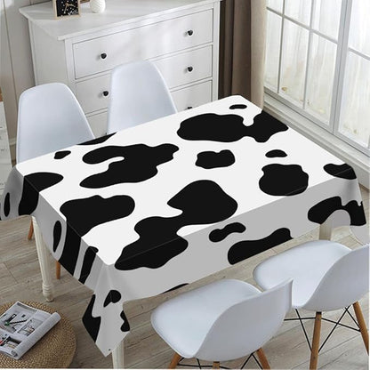 TKS MITLAN Black White Milk Cow Spots Tablecloth 60x84 Inch Rectangular Animal Skin Texture Oblong Table Cloth Kitchen Table Decorations for Home Dinner Party