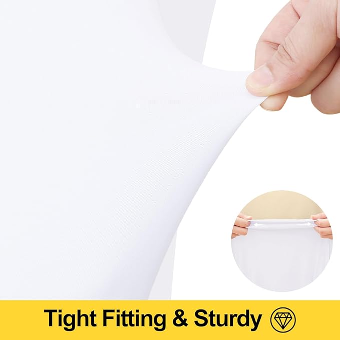 Smiry Spandex Elastic Fitted Table Cloth Skirt for 7FT Rectangle Table | Stretch Washable Table Cloth, Banquet Table Cover for Wedding, Party, Indoor & Trade Shows, (White, 84Lx30Wx30H)