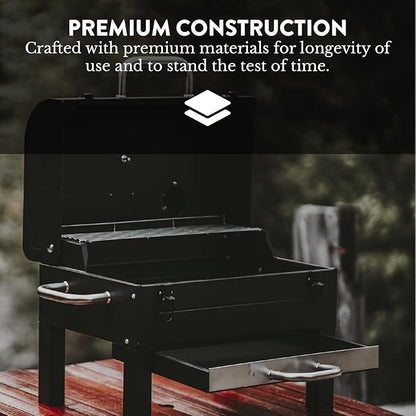 18-Inch Portable Tabletop Charcoal BBQ Grill, 2-Tiered with Side Handles & Lid, Compact Grill & Smoker for Picnic, Tailgate & Outdoor Cooking