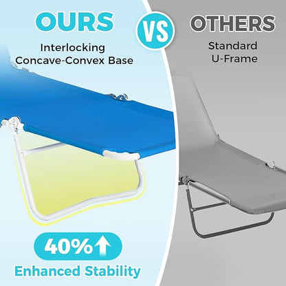 #WEJOY Folding Tanning Chair with Face Hole, 5-Position Face Down Beach Lounge Chair for Sunbathing, Lightweight Portable Outside Recliner with Side Pocket & Shoulder Straps for Pool, Patio, Blue