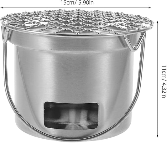 Small Grill: Stainless Steel Small Bbq Grill For Outdoor Camping Picnic Table - Portable Charcoal Barbecue Stove For Backyard Picnic Camping