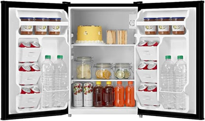 Emerson CR2700B-A Compact Refrigerator 2.7 Cu Ft, ENERGY STAR Mini Fridge with Adjustable Thermostat, Reversible Door, Glass Shelves, Manual Defrost, Black