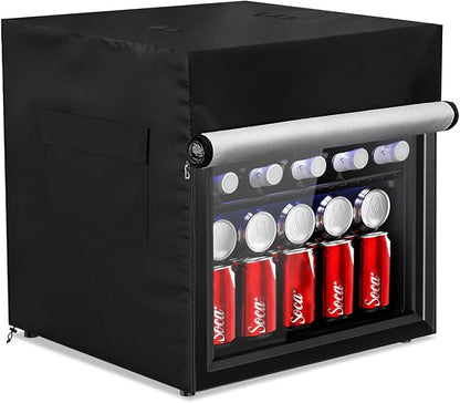 Bitubi Beverage Refrigerator Cooler Cover,Outdoor Fridge Cover – Waterproof, Dustproof, Sun-Proof, 17" W x 17" D x 22" H. Suitable for most Beer or Wine Mini Fridge/Drink Fridge (Black)