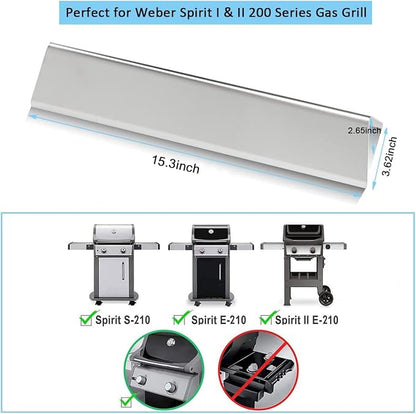 7635 15.3 Inch Flavorizer Bars for Weber Spirit I & II 200 Series Spirit E210 S210 E220 S220 Gas Grill with Front Control Knobs, Stainless Steel Heat Plate Flavor for Spirit 210 Replacement Parts