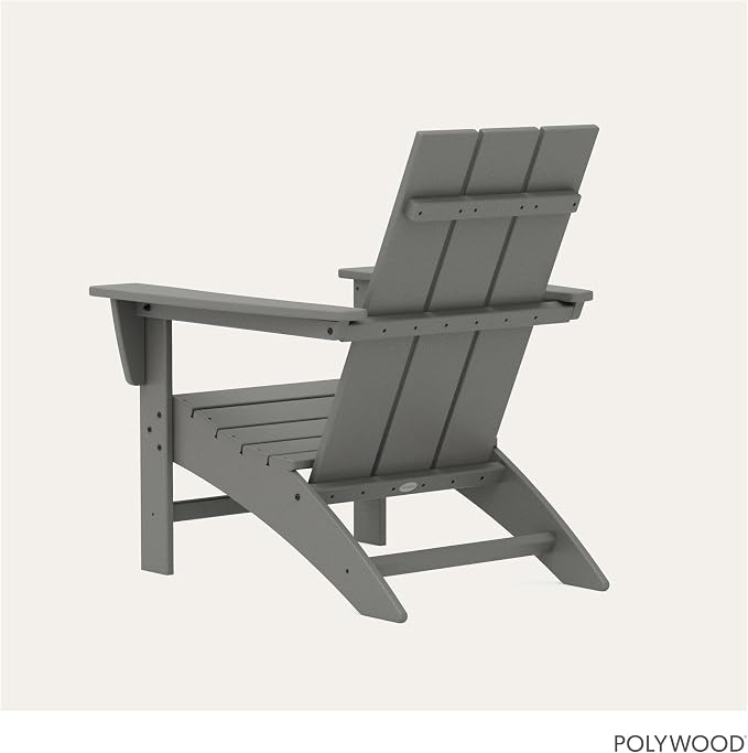 POLYWOOD Modern Adirondack Chair – All-Weather Outdoor Lawn Adirondack Chairs – HDPE, Fade-Resistant & Durable Outdoor Furniture – For Patio, Deck & Fire Pit Chairs – Grey