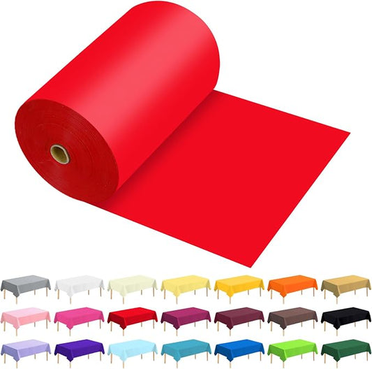 54 Inch X 600 Feet Plastic Table Cover Roll Premium Disposable Plastic Tablecloth for All Type/Shape Tables | Picnic, Party, Banquet, Birthdays, Weddings (Red, 54 Inch X 600 Feet)
