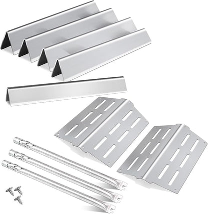 62752 7620 7622 for Weber Genesis E310 E320 E330 S310 S320 S330 EP310 EP320 | Zemibi 17.5" Flavorizer Bars, 19.5" Burner, 13 1/4" Heat Deflectors