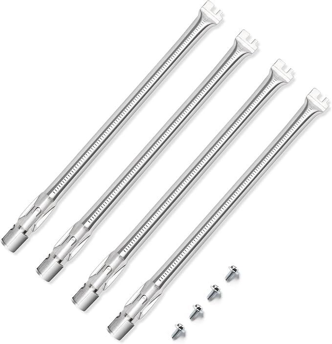 QuliMetal Grill Parts for Weber Genesis 330, Grill Burners for Weber Genesis E330 E320 E310 S310 S320 S330 Gas Grills with Front Control Knob, 304 Stainless Steel 62752 Replacement, 4-Pack