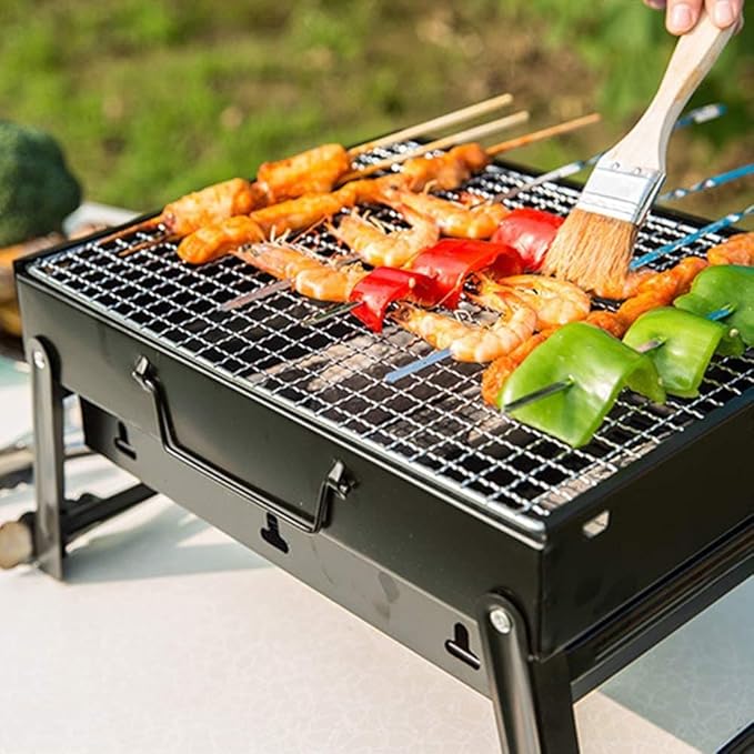Portable BBQ Grill Charcoal Grill Outdoor Foldable BBQ Grill Desktop Grill Used for Outdoor Picnic Garden campping and Barbecue Party