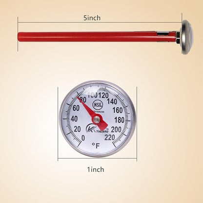 Instant Read 1-Inch Dial Thermometer(2-Pack),Best for The Coffee Drinks,Chocolate Milk Foam