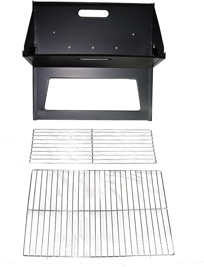 Notebook Charcoal BBQ Grill, Instant Foldable & Easy Portability, For Outdoor Barbecues Camping Traveling Picnics Garden Beach Party Black