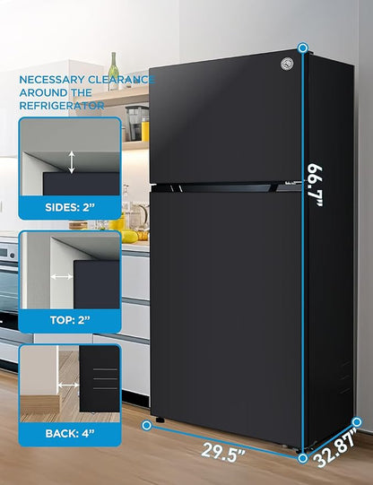 Commercial Cool 20 Cu. Ft. Top Mount Refrigerator with Freezer, 2-Door Refrigerator with Top Freezer and Adjustable Temperature Control, Ice Maker Ready, Energy Star Certified, Black | 2-Door Refrigerator with Top Freezer, Adjustable Temperature Contro...