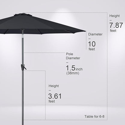 Tempera Patio Market Outdoor Table Umbrella with Push Button Tilt and Crank, Large Sun Umbrella with Sturdy Pole & Fade Resistant Canopy, Easy to Set