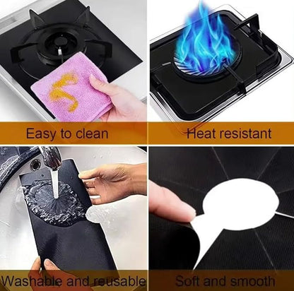 Stove Burner Covers - Gas Stove Protector, Black 0.3mm Double Thickness, Reusable, Non Stick, Easy to Clean Liners for Kitchen. Stove top Covers Gas Burners BPA Free,Can Cut to fit any Stove(10 Packs)