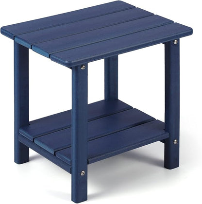 Apolimi Adirondack Outdoor Side Table, 2-Tier Sturdy Patio End Table Weather Resistant, 16.5" Solid Side Table for Patio, Pool, Porch(Navy Blue)