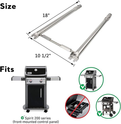 Uniflasy 7635 Flavorizer Bars and 69785 Grill Burner Tubes for Weber Spirit I & II 200 with Front Control, Spirit E210, E220, S210, S220, for Weber 15.3 Inch 7635 Flavor Bars and 69785 Burner Pipe