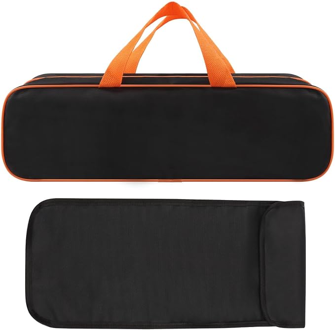Grill Tool Storage Bag, BBQ Utensil Organizer Carry Case with Skewer Holder, Heavy Duty Grill Accessory Tools Storage for Outdoor Grilling Camping, Hold BBQ Tools up to 16"(Color:Black)