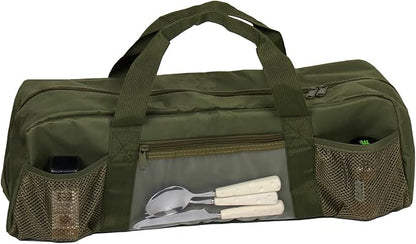 22" Upgraded Grill Tools Storage Bag, BBQ Utensil Holder with Pockets, Carry Bag for Outdoor Camping & Hiking BBQ, Gift for Men, Green