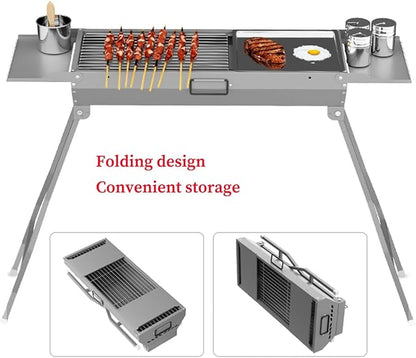 Grills Outdoor Cooking Charcoal, Stainless Steel Coating BBQ Grill Small Charcoal, Portable Charcoal Grill for Party Picnic Travel Home,RV Outdoor Cooking Use (Color : /Gray, Size : D)