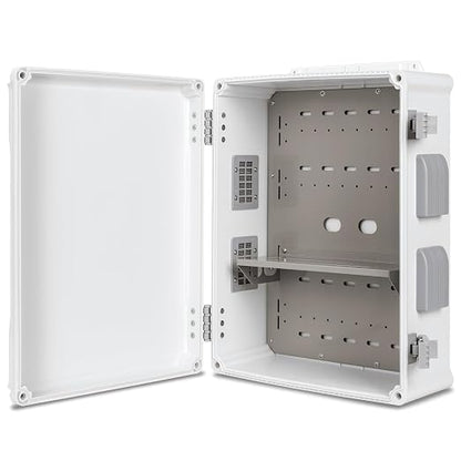 Namunanee Outdoor Electrical Junction Box, ABS Water Resistant Enclosure with Internal Mounting Panel & Hinged Cover (16.5" H x 12.6" L x 6.1" W)
