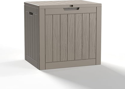 PatioZen 30 Gallon Resin Deck Box, Lockable Outdoor Storage Box for Patio Cushions Storage Furniture,Garden Tools, Pool Supplies, Weatherproof and UV Resistant (Grey)