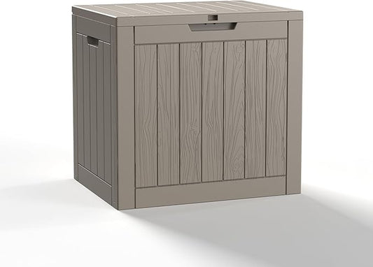 PatioZen 30 Gallon Resin Deck Box, Lockable Outdoor Storage Box for Patio Cushions Storage Furniture,Garden Tools, Pool Supplies, Weatherproof and UV Resistant (Grey)