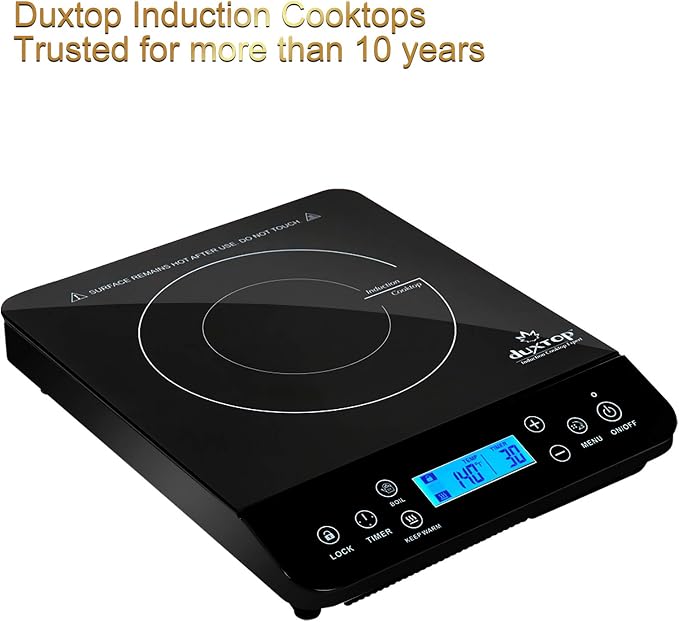 Duxtop Portable Induction Cooktop, Countertop Burner Induction Hot Plate with LCD Sensor Touch 1800 Watts, Black 9610LS BT-200DZ (Pack of 3)