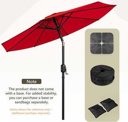 9FT Patio Umbrella,Outdoor Table Umbrella with Push Button Tilt & Crank,Pool Umbrella with Fade-Resistant Canopy, Heavy-Duty Steel Frame, Vented Top, for Deck, Backyard & Market