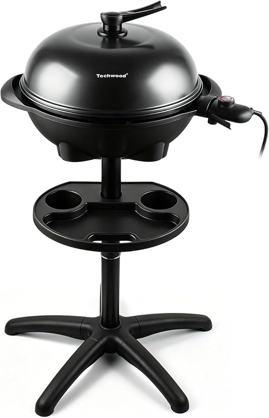 Electric Grill Outdoor, Techwood 2-in-1 Electric BBQ Grill, 1750W Portable Removable Stand Grill with Adjustable Heat & Drip Tray, Adjustable Heat for Party, Patio & Backyard, Stand/Tabletop Options